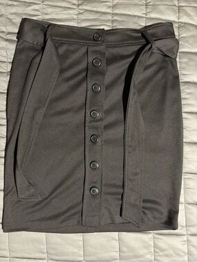 Candie's Black Button-Front Pencil Skirt with Tie Waist